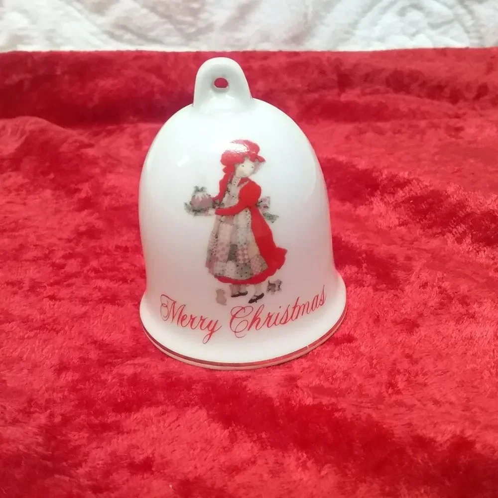 Vintage Holly Hobbie Small  Bell Merry Christmas HH Girl in Red 1982 Collectible